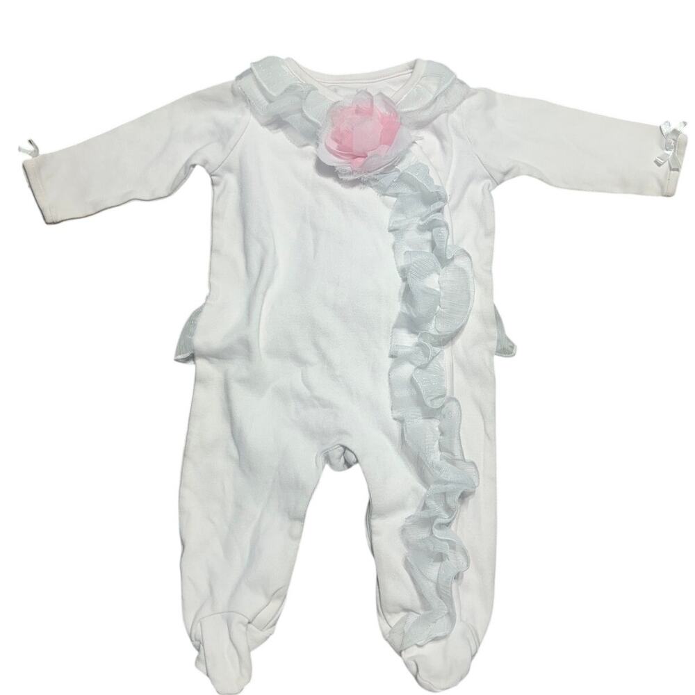 Koala Baby Boutique soft pale pink with white ruffle bow accents 6m
